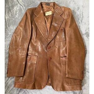 Vintage Members Only Brown Leather Blazer Jacket Mens 44 Europe‎ Craft 70s Retro
